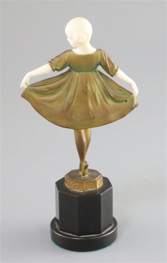 Ferdinand Preiss (1882-1943). A patinated bronze and ivory figure of a dancing girl, Lieselotte, height 6.75in.